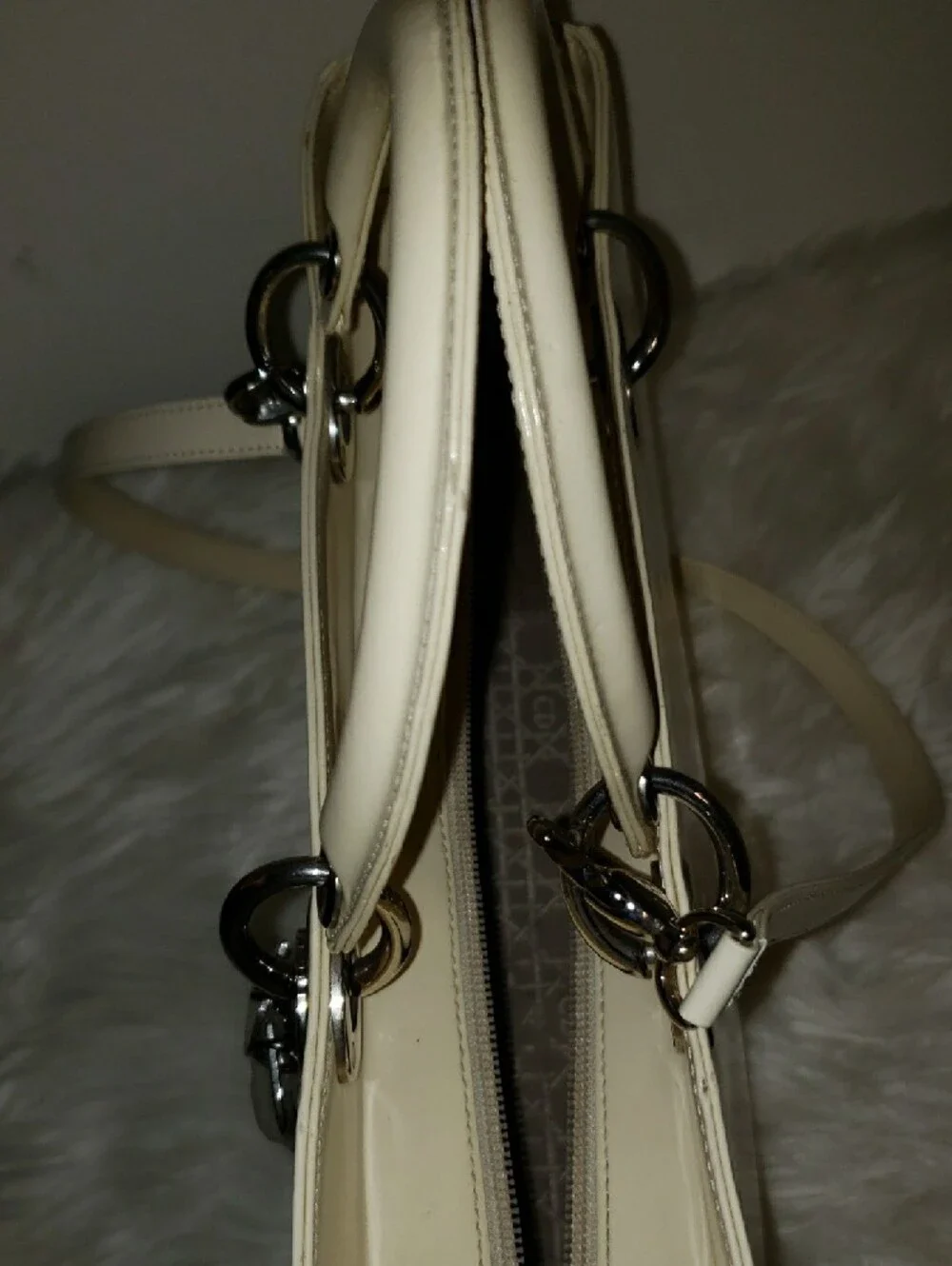 Dior Cream Leather Satchel with Silver Charm